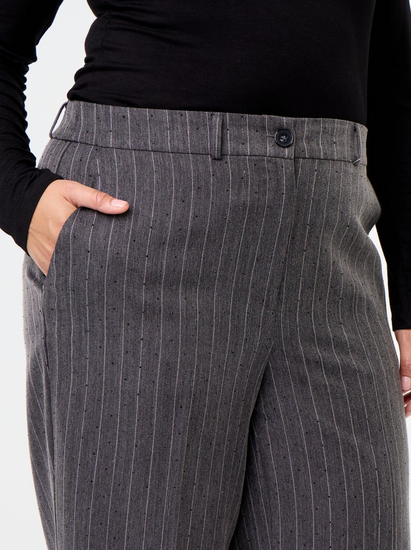 Pantaloni ampi a righe con strass Grigio - Kiabi
