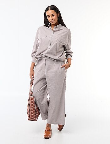 Pantaloni ampi a righe in popeline