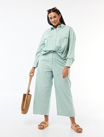 Pantaloni ampi a righe in popeline