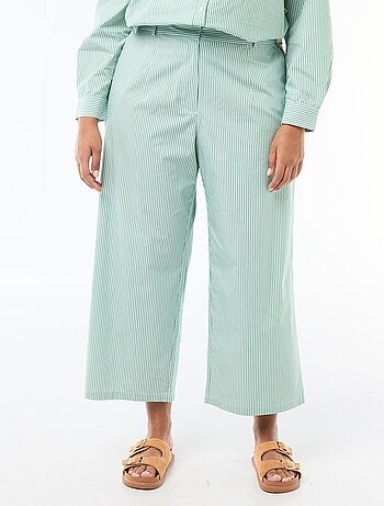 Pantaloni ampi a righe in popeline
