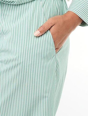 Pantaloni ampi a righe in popeline