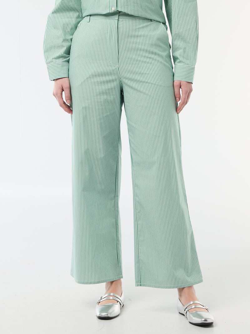 Pantaloni ampi a righe Verde - Kiabi