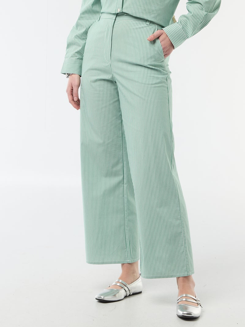 Pantaloni ampi a righe Verde - Kiabi