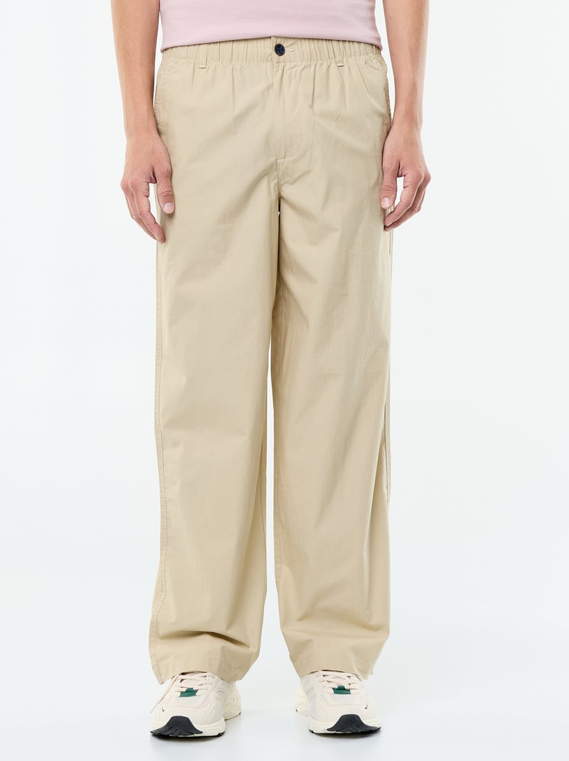 Pantaloni ampi a tinta unita in popeline Beige - Kiabi