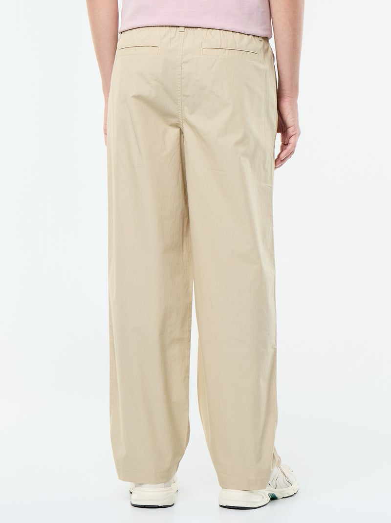 Pantaloni ampi a tinta unita in popeline Beige - Kiabi