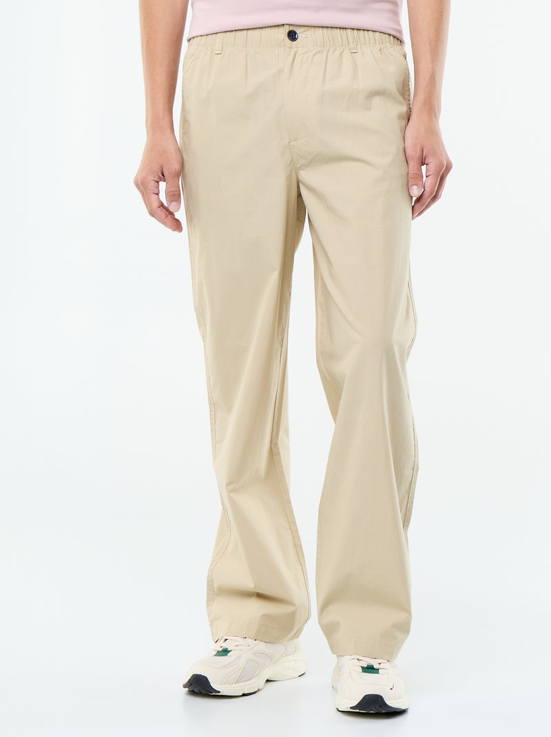 Pantaloni ampi a tinta unita in popeline Beige - Kiabi