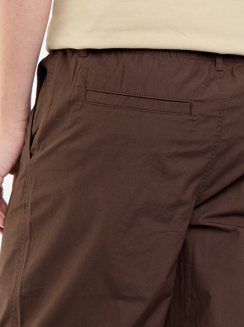 Pantaloni ampi a tinta unita in popeline Marrone - Kiabi