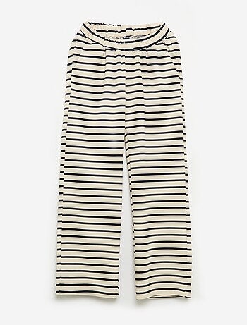 Pantalone largo da donna a vita alta in maglia leggera