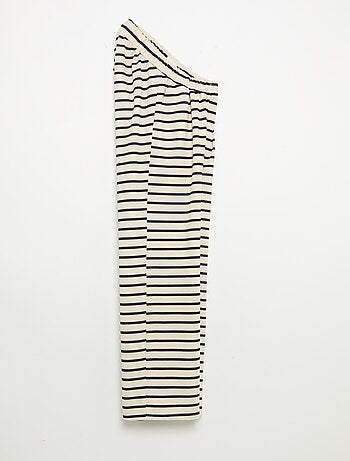Pantalone largo da donna a vita alta in maglia leggera