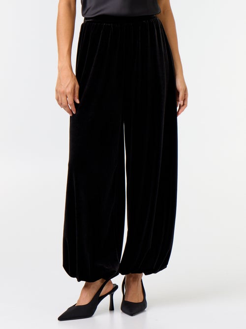 Pantaloni ampi a vita alta a palloncino in velluto - Kiabi Pantaloni ampi a vita alta a palloncino in velluto - Kiabi