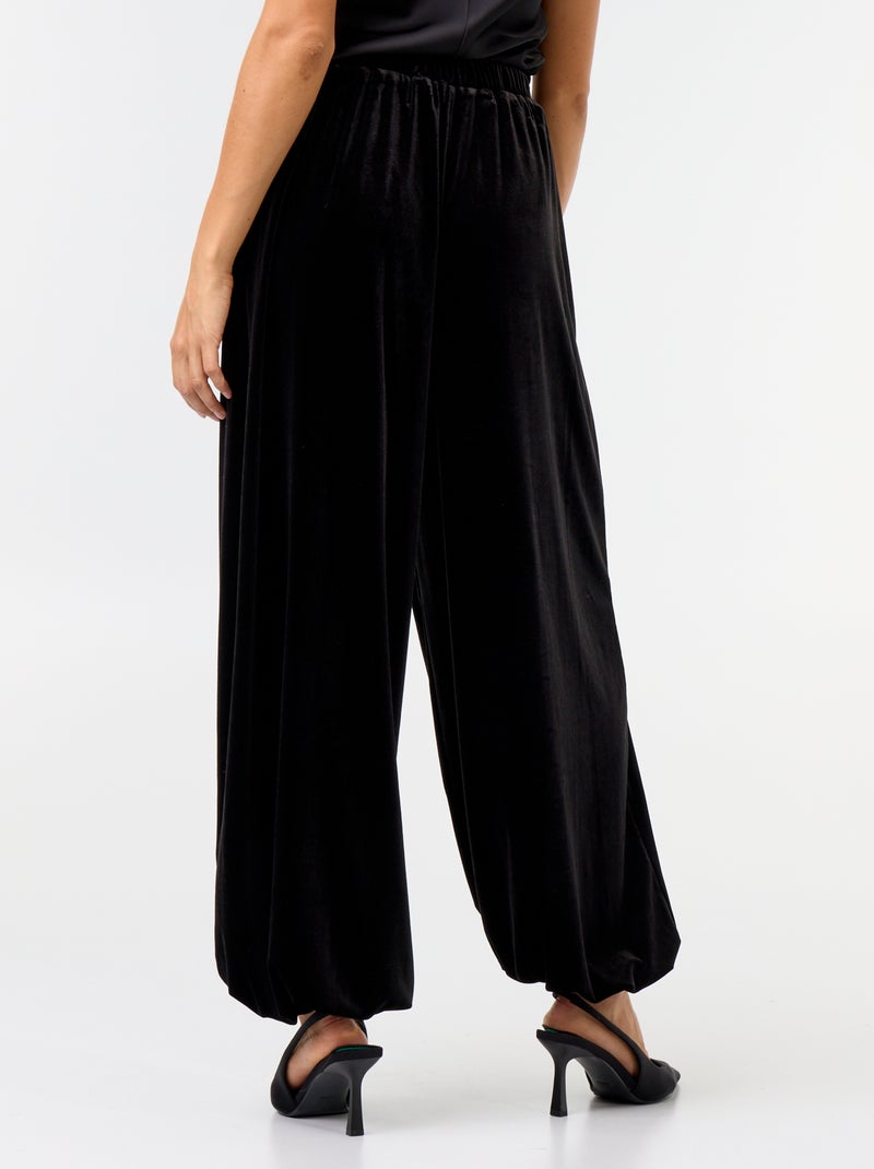 Pantaloni ampi a vita alta a palloncino in velluto Nero - Kiabi