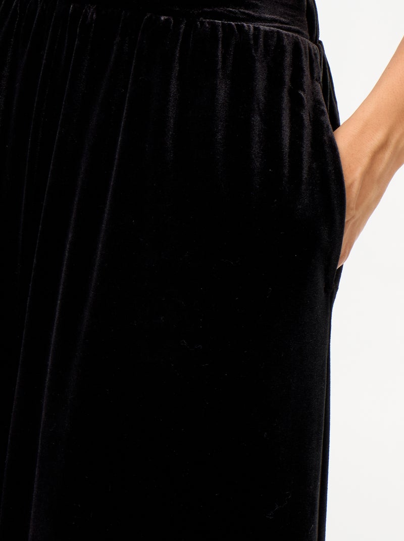 Pantaloni ampi a vita alta a palloncino in velluto Nero - Kiabi