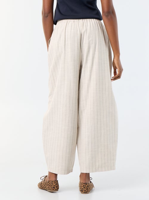 Pantaloni ampi a vita alta in misto lino - Kiabi