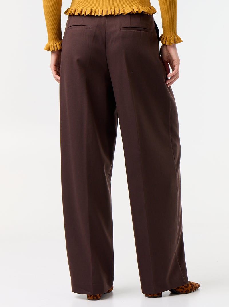 Pantaloni ampi a vita alta Marrone - Kiabi