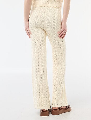 Pantaloni ampi in crochet tricolore