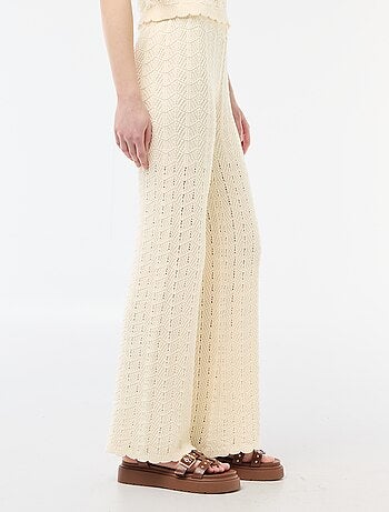 Pantaloni ampi in crochet tricolore