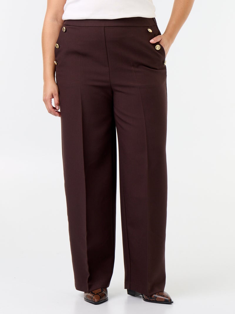 Pantaloni ampi con bottoni dorati fantasia Marrone - Kiabi