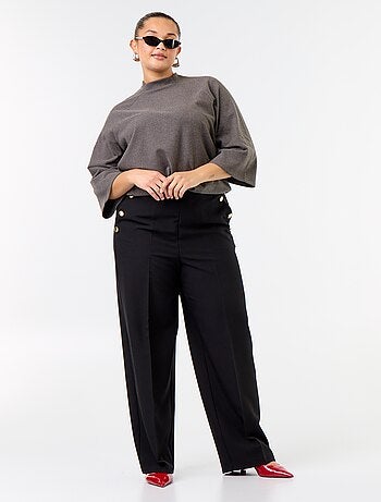Pantaloni ampi con bottoni dorati fantasia