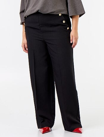 Pantaloni ampi con bottoni dorati fantasia