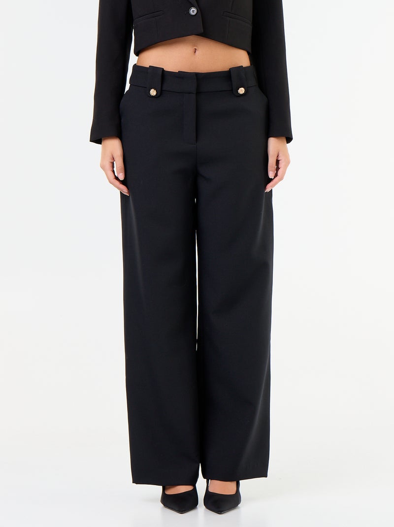 Pantaloni ampi con bottoni dorati Nero - Kiabi