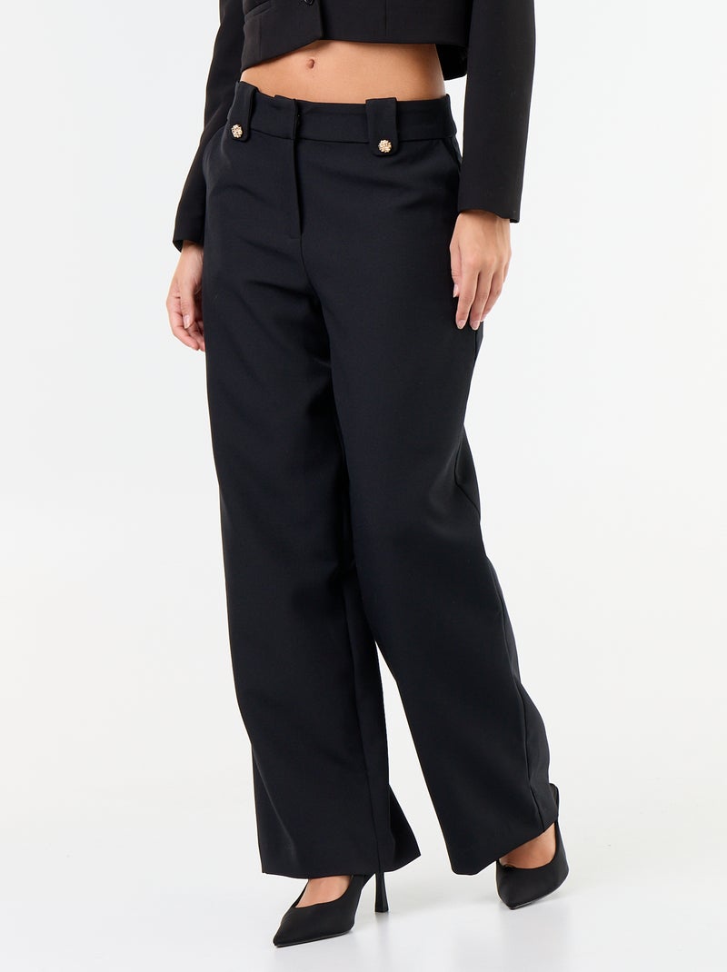Pantaloni ampi con bottoni dorati Nero - Kiabi