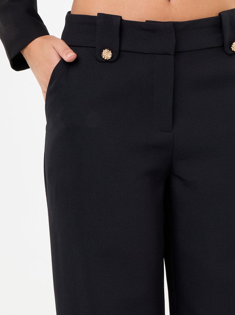 Pantaloni ampi con bottoni dorati Nero - Kiabi