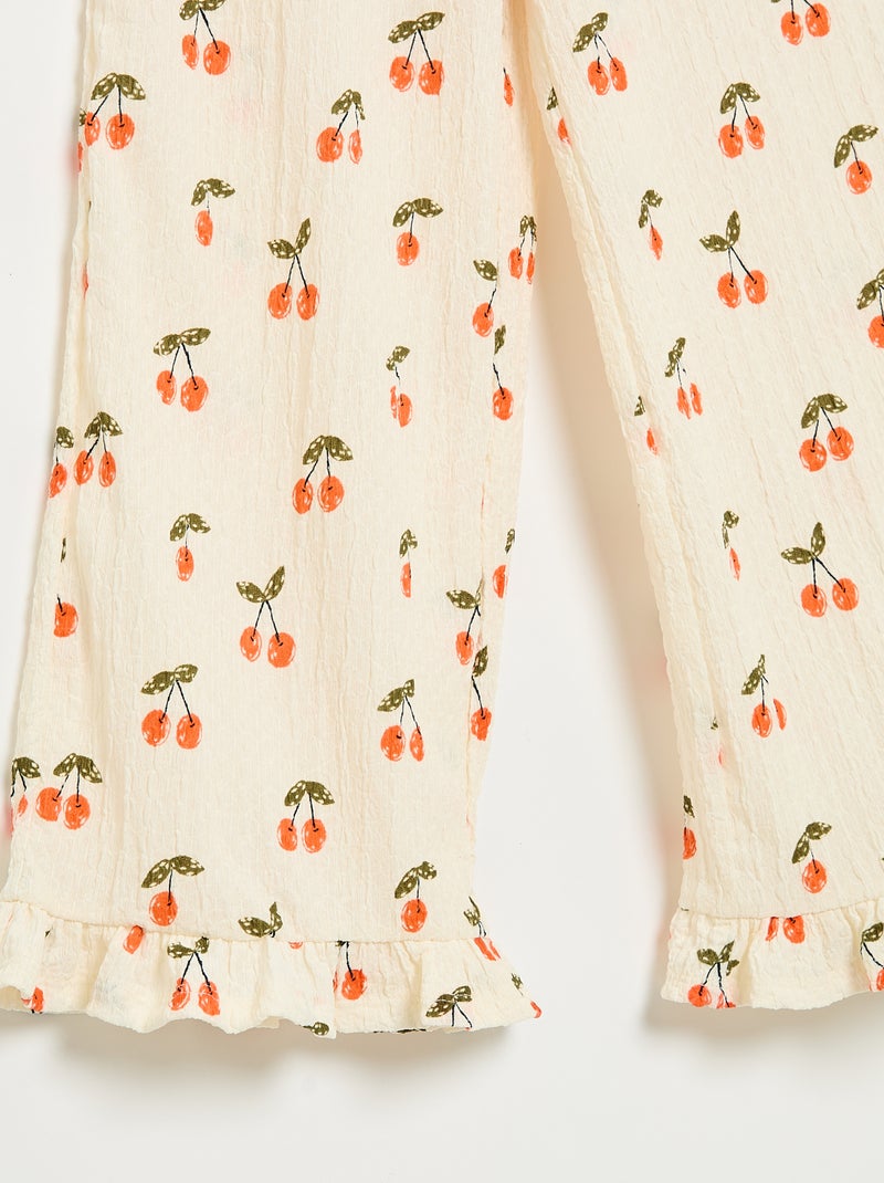 Pantaloni ampi con fondo a balze Bianco - Kiabi