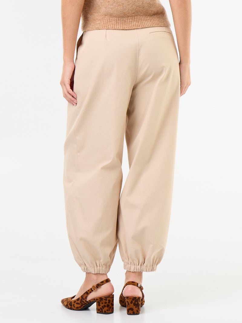 Pantaloni ampi con fondo elasticizzato Beige - Kiabi