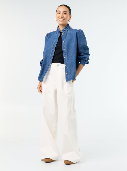 Pantaloni ampi con pinces e bottoni in vita - Kiabi Pantaloni ampi con pinces e bottoni in vita - Kiabi