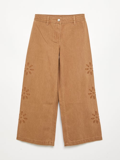 Pantaloni ampi con ricami a fiori - Kiabi