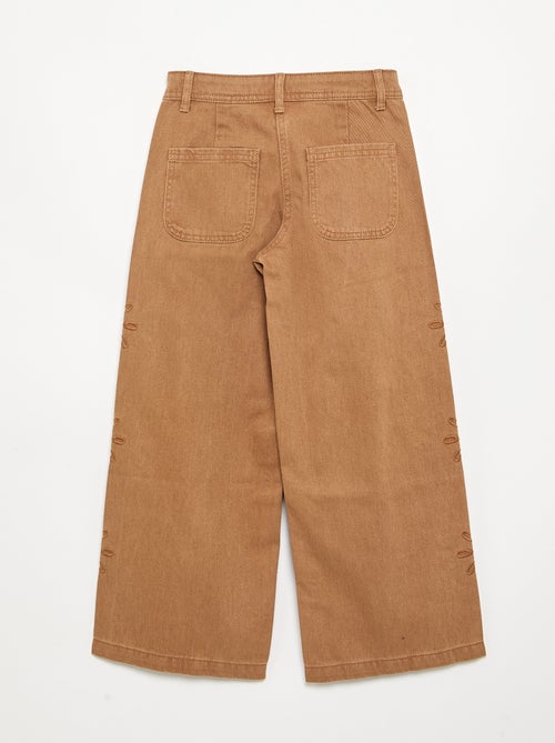 Pantaloni ampi con ricami a fiori - Kiabi