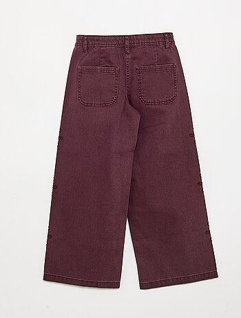 Pantaloni ampi con ricami a fiori