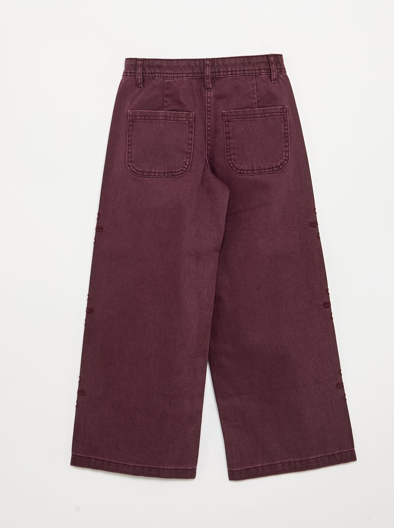 Pantaloni ampi con ricami a fiori Viola - Kiabi