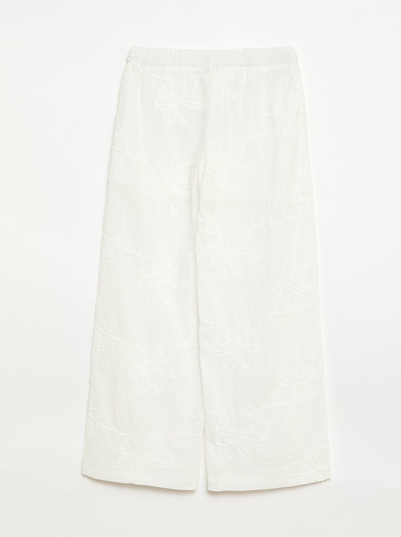 Pantaloni ampi con ricami Bianco - Kiabi