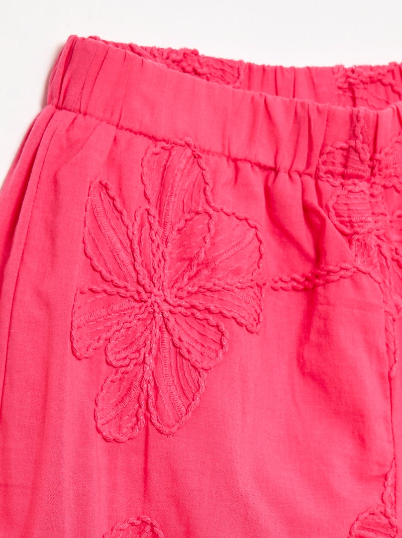Pantaloni ampi con ricami Rosa - Kiabi