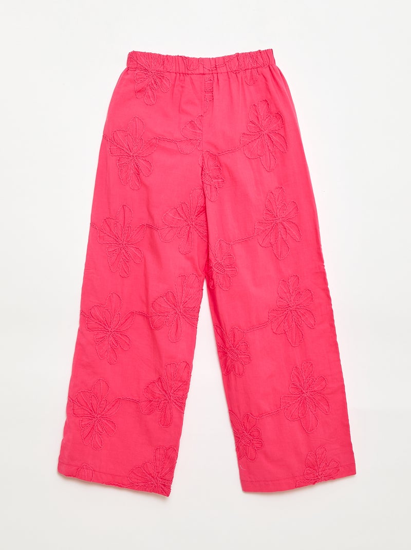 Pantaloni ampi con ricami Rosa - Kiabi