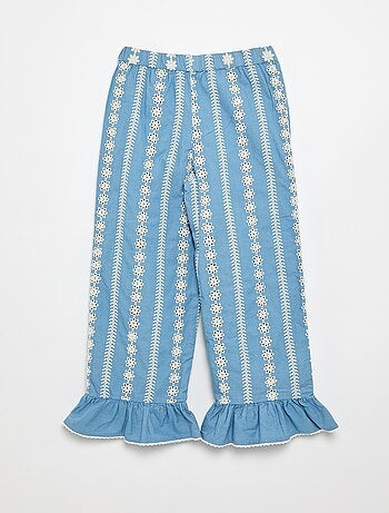 Pantaloni ampi con ricami sangallo