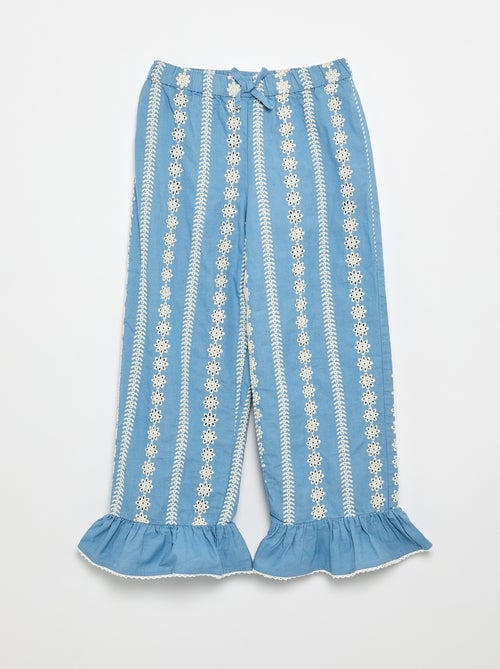 Pantaloni ampi con ricami sangallo - Kiabi