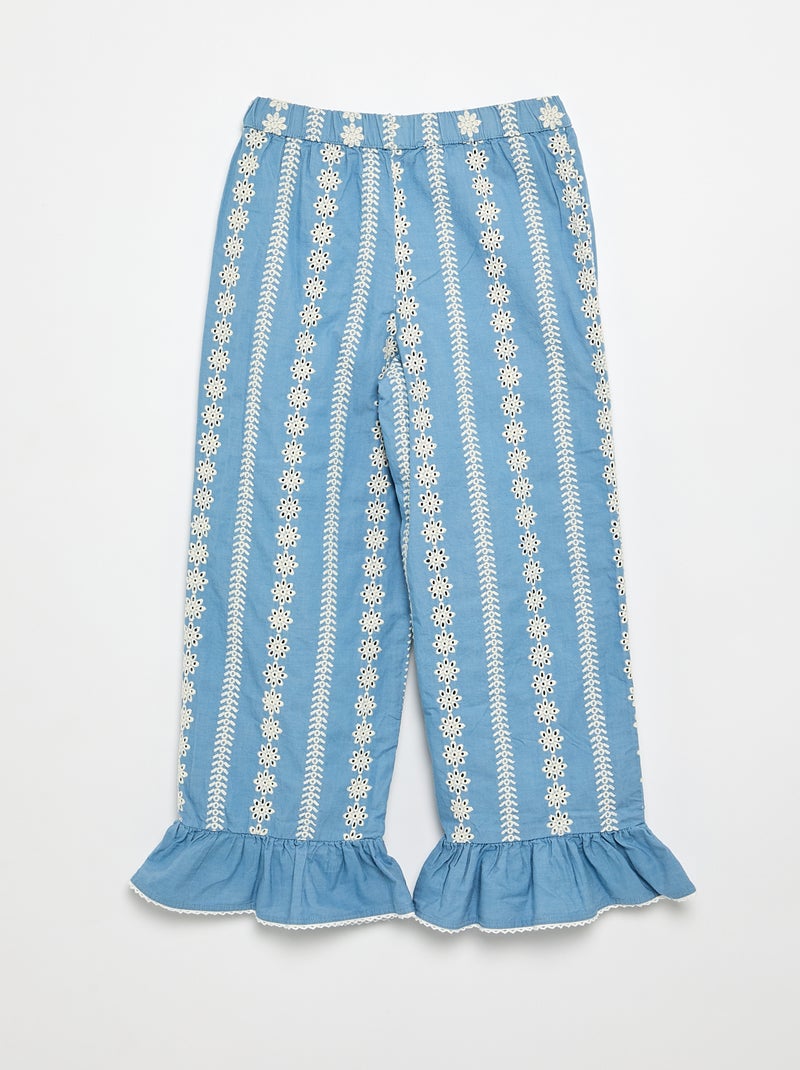 Pantaloni ampi con ricami sangallo Blu - Kiabi