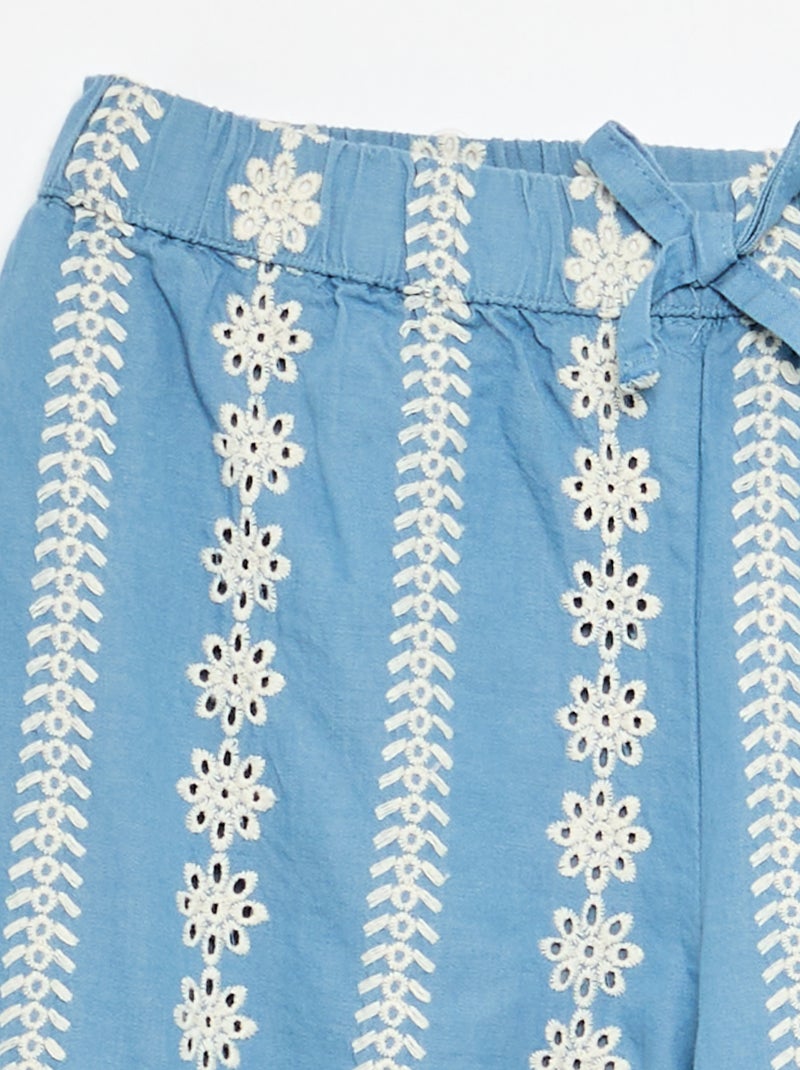 Pantaloni ampi con ricami sangallo Blu - Kiabi