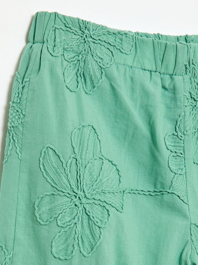 Pantaloni ampi con ricami Verde - Kiabi