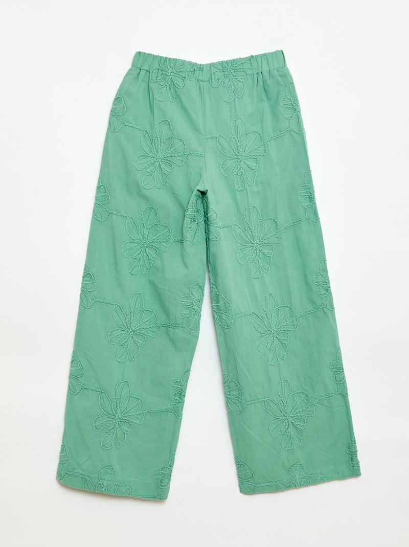 Pantaloni ampi con ricami Verde - Kiabi