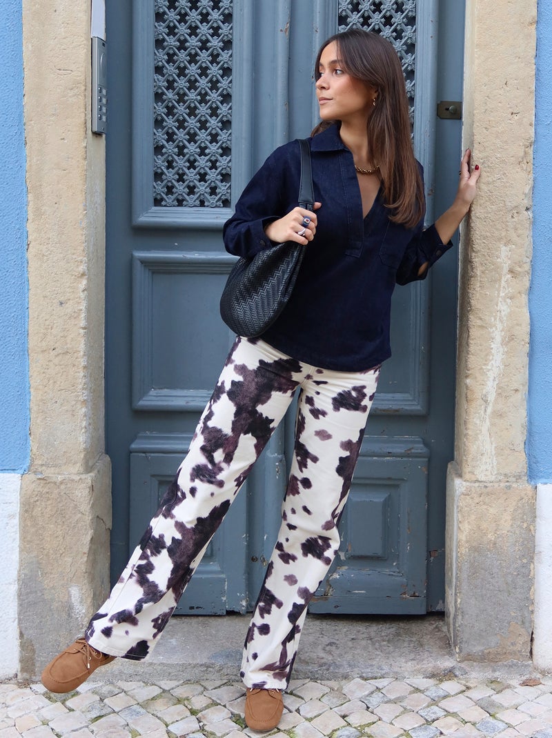 Pantaloni ampi con stampa mucca Marrone - Kiabi