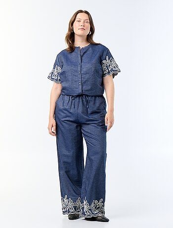 Pantaloni ampi con stampe ricamate