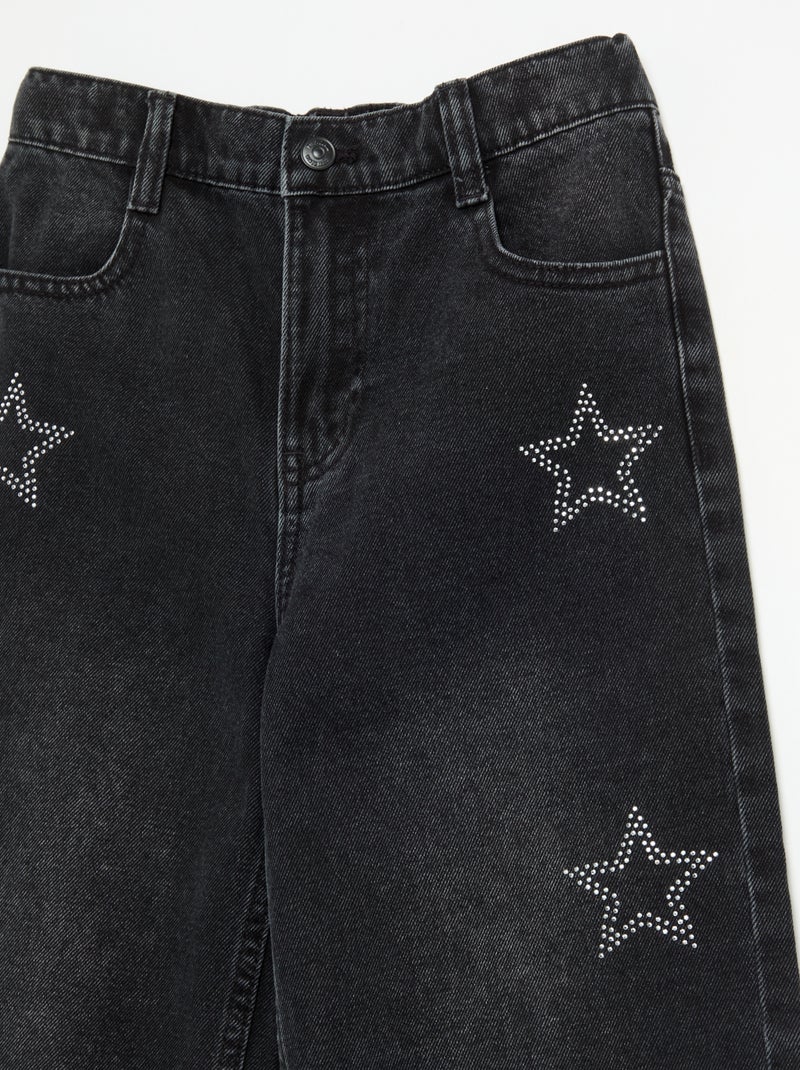 Pantaloni ampi con strass Nero - Kiabi