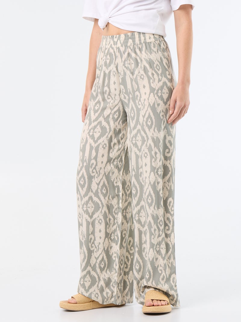 Pantaloni ampi con vita elasticizzata Verde - Kiabi