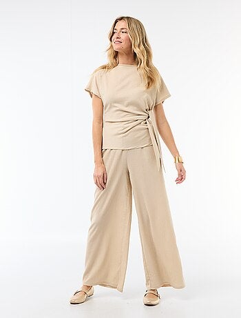 Pantaloni ampi crêpe con 2 tasche