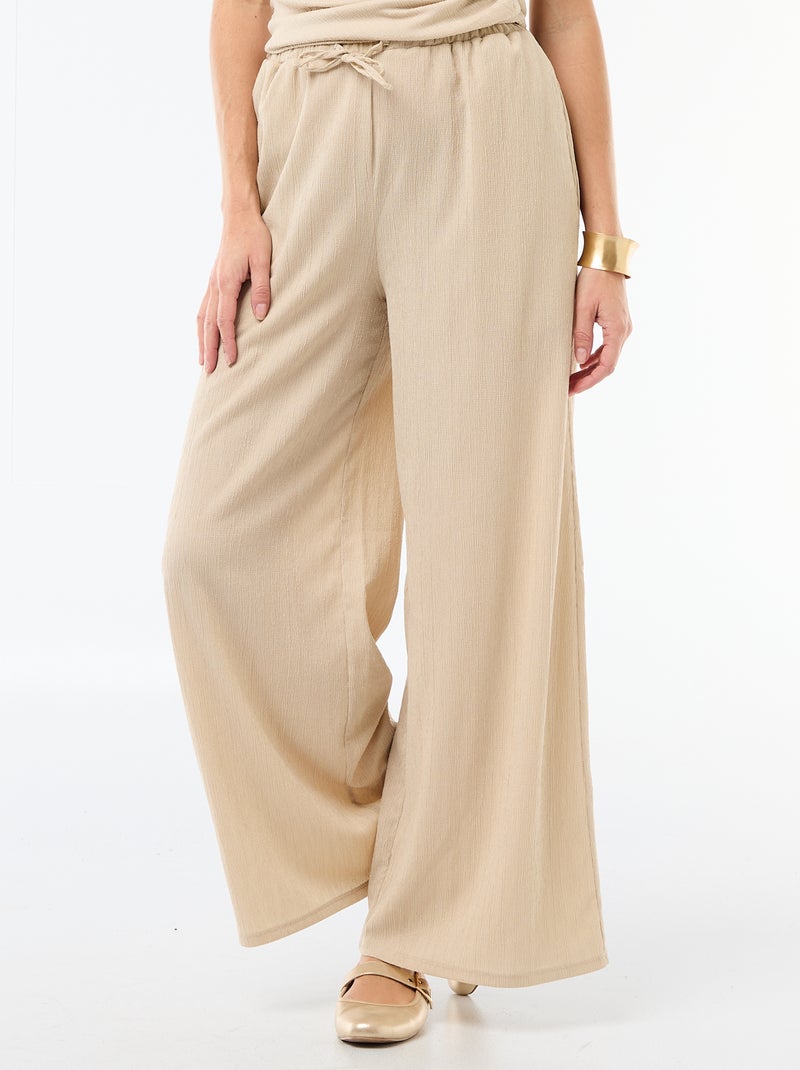 Pantaloni ampi crêpe con 2 tasche Beige - Kiabi