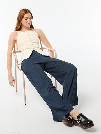 Pantaloni ampi crêpe con 2 tasche