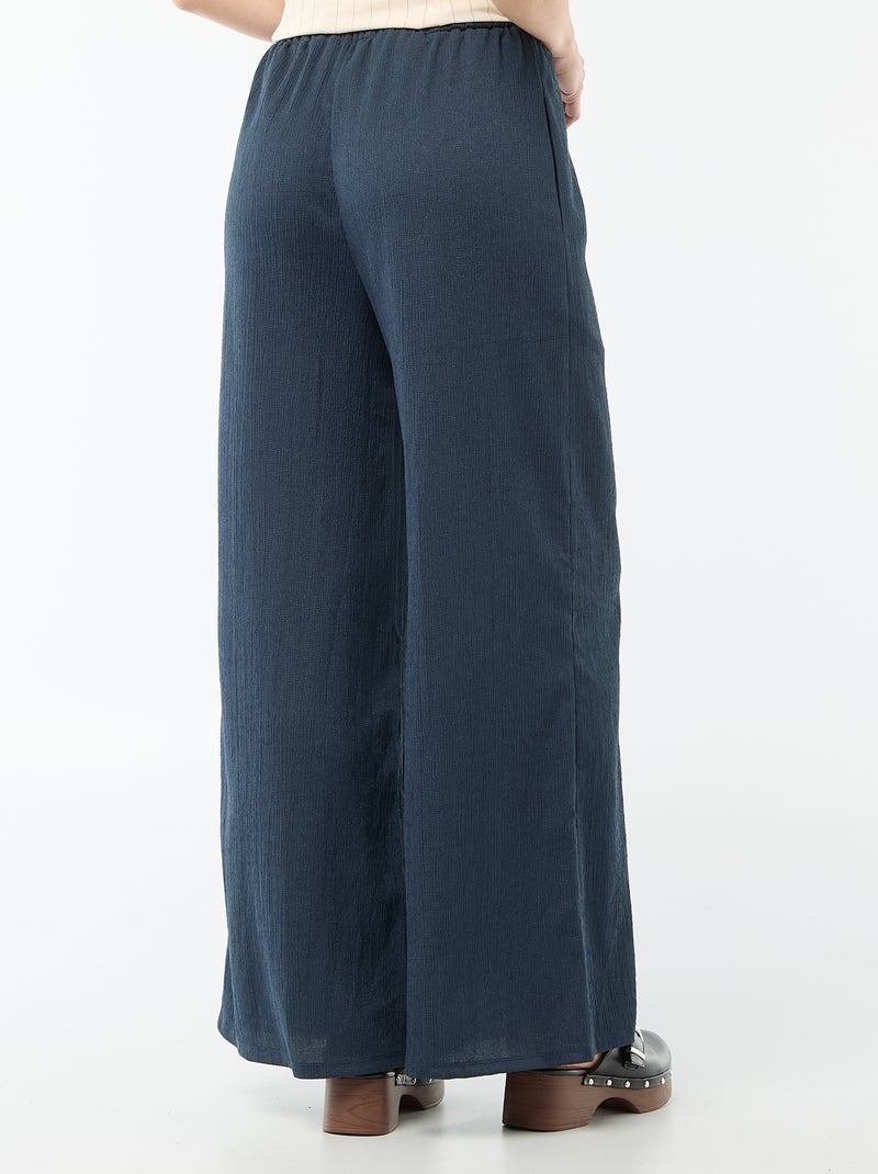 Pantaloni ampi crêpe con 2 tasche Blu - Kiabi